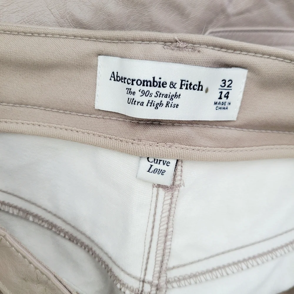 Abercrombie & Fitch‎ Curve Love Vegan Leather 90s Straight Pant In Taupe